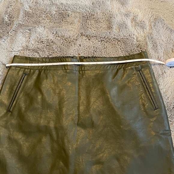 Olive Green Mini Faux Leather Skirt - Picture 7 of 13